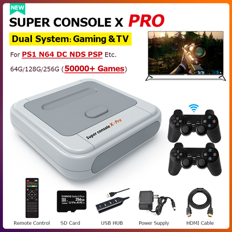 Consola X PRO Retro con más de 50000 juegos, miniconsola de vídeo de TV, 4K, HD, WIFI, portátil, para PS1/N64/DC ► Foto 1/1