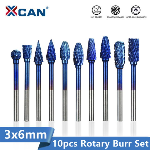 XCAN-rebaba rotativa de carburo de tungsteno, vástago de 3mm, 6mm de diámetro, doble corte, Lima rotativa, enrutador, 1 caja ► Foto 1/6