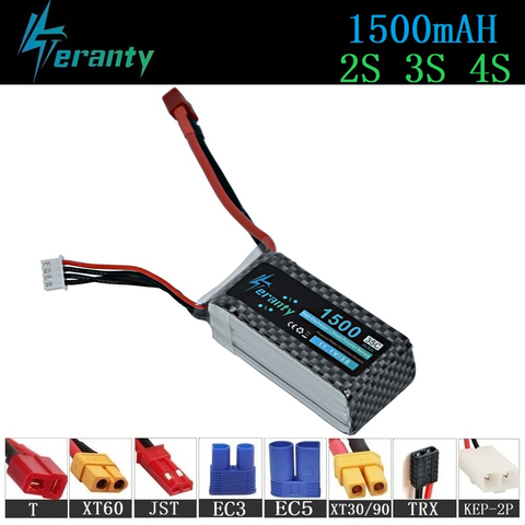 Batería Lipo de 7,4 v, 11,1 v, 14,8 v, 1500mAh para helicóptero RC, juguetes, coche, barcos, piezas de Dron, 1500mAh, 2s, 3s, 4s, recargable, 1 Uds. ► Foto 1/5