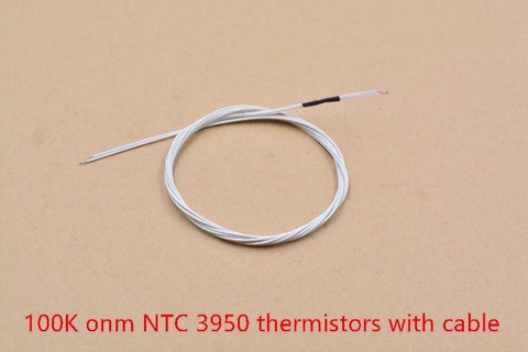 Sensor de temperatura termistor sellado de vidrio de un solo extremo NTC 3950 1% 100K con cable para impresora 3D Reprap ► Foto 1/4