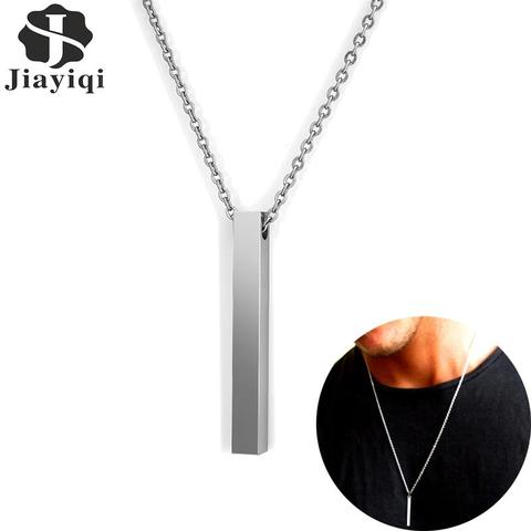 Collar con colgante rectangular para hombre y mujer, cadena de acero inoxidable, hip hop Simple, accesorios de joyería para hombre y mujer ► Foto 1/6