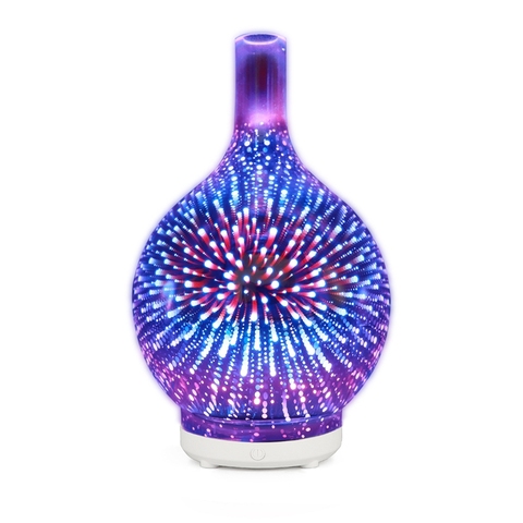 Humidificador de aire 3D Firework Glass, difusor de aceites esenciales con luz Led nocturna de 7 colores, máquina de niebla para hogar y oficina ► Foto 1/6