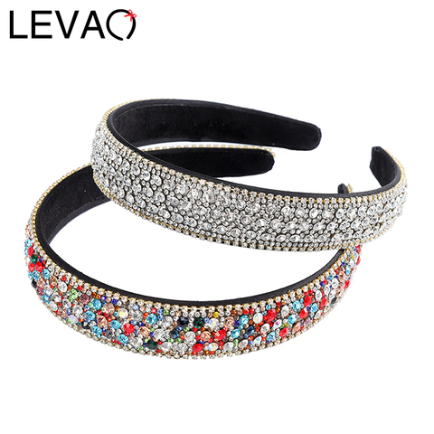 LEVAO-Diadema con diamantes de imitación para mujer, turbante de Color, accesorios elegantes para niña, Aro para la cabeza pelo, joyería ► Foto 1/6