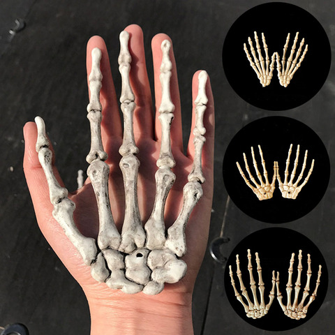 Esqueleto de tamaño real para decoración de Halloween, manos de plástico, mano huesuda, Fiesta Zombie, accesorios de Terror ► Foto 1/6