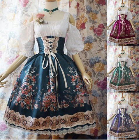 Vestido de encaje Retro de Lolita para mujer, vestido gótico Medieval, traje de palacio de S-XXXL ► Foto 1/5