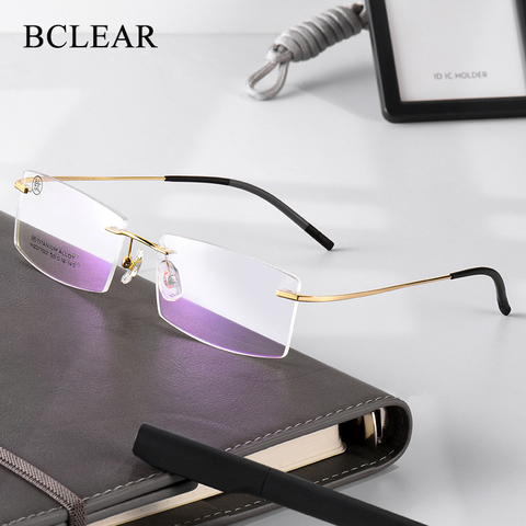 BCLEAR-gafas ópticas a la moda sin montura, marco de titanio con memoria, graduadas, ultraligeras, flexibles, de alta calidad, nuevas ► Foto 1/6