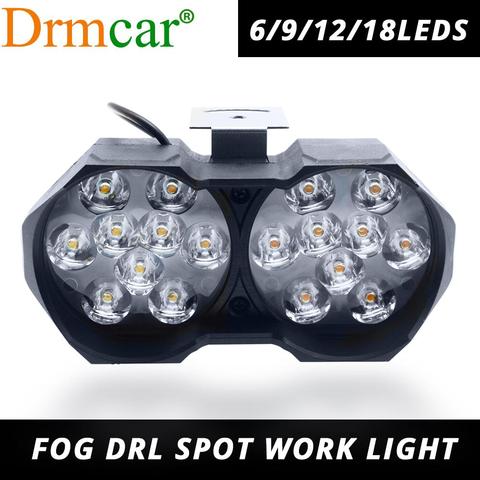 Barra de luz Led de trabajo para motocicleta, faro antiniebla de alta potencia, 18Led, faro blanco, CC de 12V y 24V ► Foto 1/6