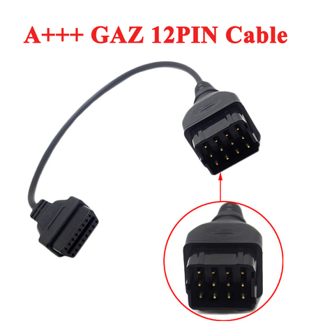 A ++ Cable convertidor de calidad GAZ 12 pines 12 pines macho A OBD DLC 16 pines hembra de 16 pines OBD2 OBDII adaptador de herramienta de diagnóstico de coche ► Foto 1/3