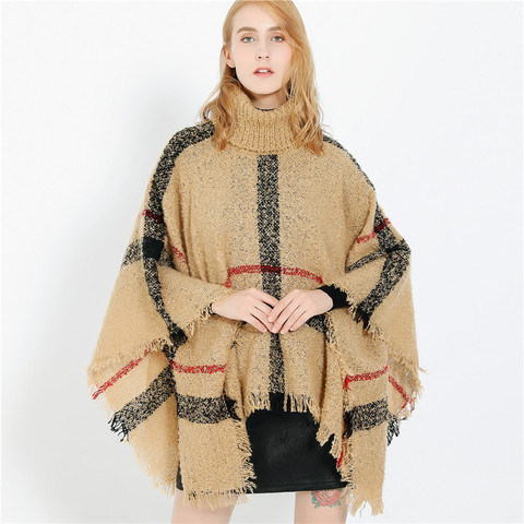 Ponchos y capas a cuadros bohemios para mujer, chales de gran tamaño, cachemir, bufandas femeninas, nuevo diseño, invierno, 2022 ► Foto 1/6