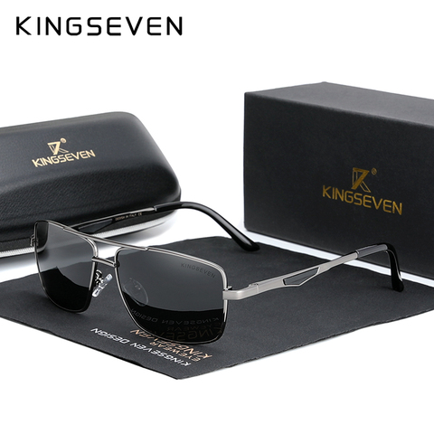 KINGSEVEN 2022 gafas de sol polarizadas cuadradas clásicas para hombre, gafas de sol para conducir masculinas, gafas de sol bloqueadas UV OculosN7906 ► Foto 1/5