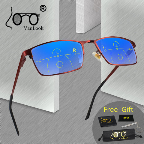 VANLOOK-gafas de lectura multifocales graduales para hombre y mujer, lentes transparentes y ajustables en color rojo + 1,0 1,5 2 2,5 3 3,5 ► Foto 1/6