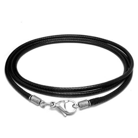 Collar de cadena de cuero negro para Mujeres Hombres collar largo de cuerda trenzada hecho a mano 40/50/60/70/80/90CM joya con cadena y pendiente de regalo ► Foto 1/6