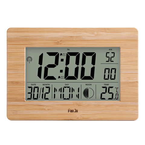 FanJu FJ3530-Reloj de pared Digital LCD, alarma, gran tamaño, número, multifunción, relojes de mesa de temperatura, termómetro de mesita de noche, reloj grande ► Foto 1/6