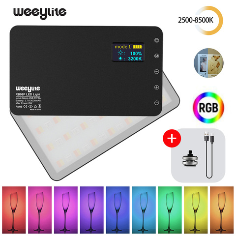 VILTROX-miniluz LED para vídeo Luz de relleno con batería integrada para cámara de teléfono, estudio de grabación, Weeylife, RB08P, RGB, 2500K-8500K ► Foto 1/5