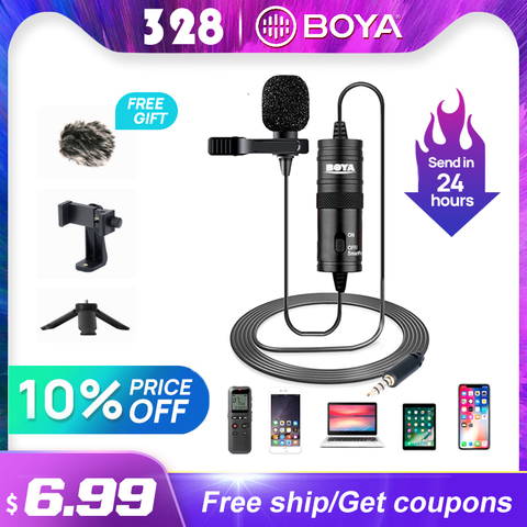 BOYA-micrófono con solapa BY-M1, para grabadora de Audio y vídeo de 3,5mm, para iPhone, Android, Mac, y Mic Vlog, para cámara DSLR ► Foto 1/6