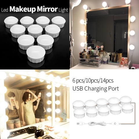Bombilla Led para espejo de maquillaje, 12V, alimentación por Cable por USB, tocador, lámpara de espejo, decoración, lámpara de pared de baño ► Foto 1/6