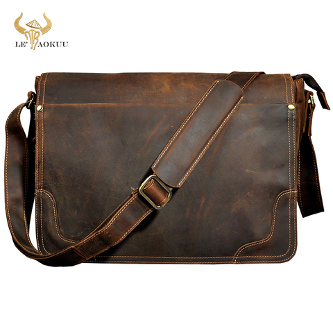 Nuevo bolso de cuero de moda informal para hombre, bolso de piel de vaca, bolso para portátil de 13 