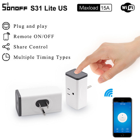 Sonoff-minienchufe inteligente S31 Lite, enchufe inalámbrico de 15A con Wifi, Control por aplicación, funciona con Alexa, Google Home y IFTTT ► Foto 1/6