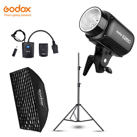 Godox E250 250Ws estudio de fotografía lámpara estroboscópica para Flash + 50 70cm x 70cm Gird Softbox + 180cm soporte de luz + A-16 gatillo Kit de Flash ► Foto 1/6