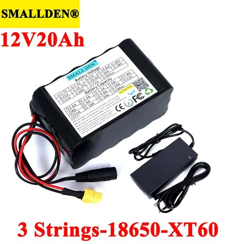 12V 20ah 18650 batería recargable de litio de 11,1 V 20000mAh con PCB para hernia lámpara amplificadores de + 12,6 V 3A cargador ► Foto 1/6