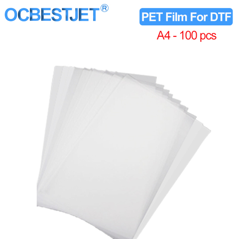 100PC A4 lámina de transferencia PET para la transferencia directa de impresión de película para DTF tinta de impresión de película de plástico PET de impresión y transferencia ► Foto 1/2