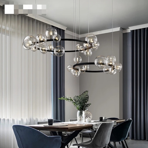 Lámpara LED de burbujas de cristal transparente, Araña de salón, accesorios de iluminación para restaurante, dormitorio, moderna, cordón ajustable, G9, Loft, Deco ► Foto 1/6