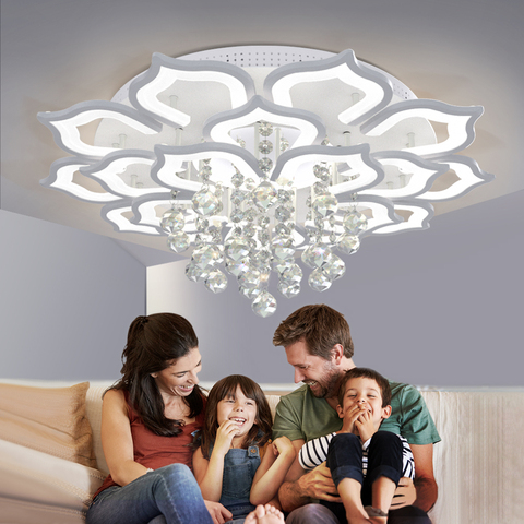 2022 nuevo lámparas de habitación luz simple moderno led de loto de la lámpara de techo de cristal dormitorio ambiente dormitorio comedor candelabro de habitación ► Foto 1/6