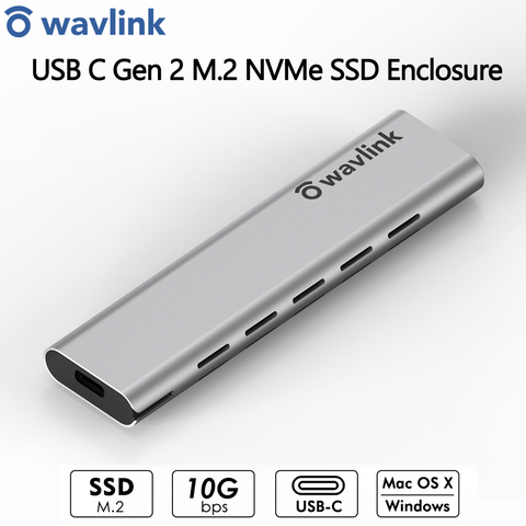 Wavlink M2 SSD caso M.2 a USB 3,1 Gen 2 NVMe SSD recinto para nvme PCIE UASP M clave NGFF SATA USB C SDD caja de disco duro adaptador ► Foto 1/6