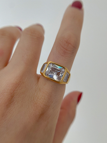 Anillo de titanio con diamantes de imitación para mujer, sortija con diamantes de imitación de oro de 18 K, joyas para mujer de diseñador, Show, Club, cóctel, fiesta, raro, Japón, Coreano ► Foto 1/5