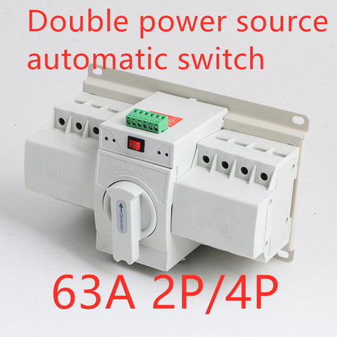 2P/4P 63A 220V/380V MCB tipo Doble potencia Interruptor de Transferencia Automática ► Foto 1/6