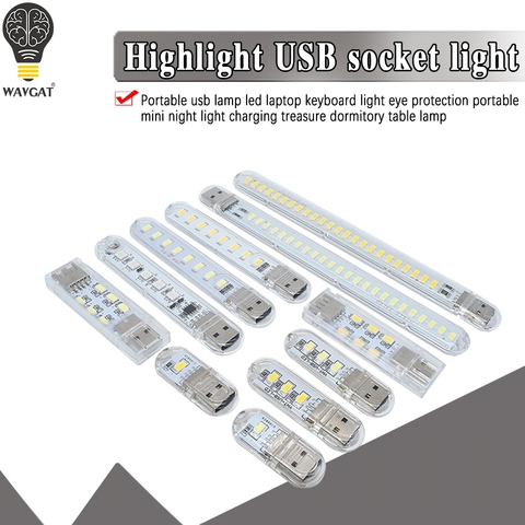 Luces LED USB para libros 2-24LEDS SMD 5630 5730, bombilla LED de 5V, entrada de energía blanca 5000-6500K, blanco cálido 3000-3500K, luz de noche USB ► Foto 1/6