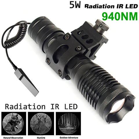 IR850NM-dispositivo de visión nocturna infrarroja, luz de relleno de 940NM, enfoque de 200 metros, tácticas de control de alambre manual infrarrojo en montaje de pistola, 5W ► Foto 1/6