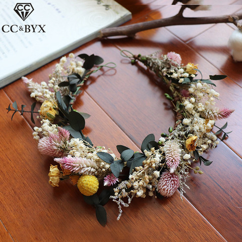 CC-diademas de corona de flores para niña, diademas de estilo silvestre Vintage, accesorios para el cabello de boda hechos a mano para novia, playa, mq060, 100% ► Foto 1/6