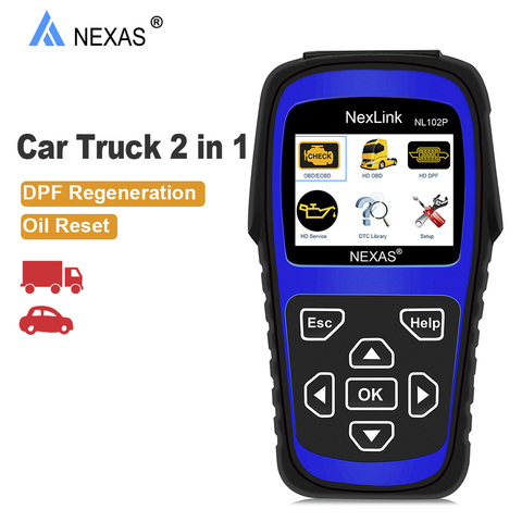 NEXAS NL102P-escáner 2 en 1 para coche y camión, herramienta de diagnóstico de coche diésel OBD2, escáner automático, código de error, reinicio de aceite DPF para Volvo Iveco Daf ► Foto 1/6