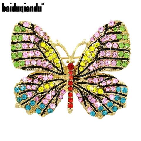 Baiduqiandu hermoso Color multicolor de cristal pavé de diamante de imitación Pins de mariposa y broches para las mujeres en 12 colores surtidos ► Foto 1/6