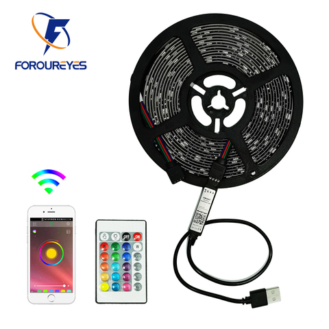 LED luces de tira RGB SMD 5050 cinta Flexible inteligente APP con IR de las llaves 24 control 1/2/3/4/5/m TV escritorio pantalla de fondo de cinta ► Foto 1/6