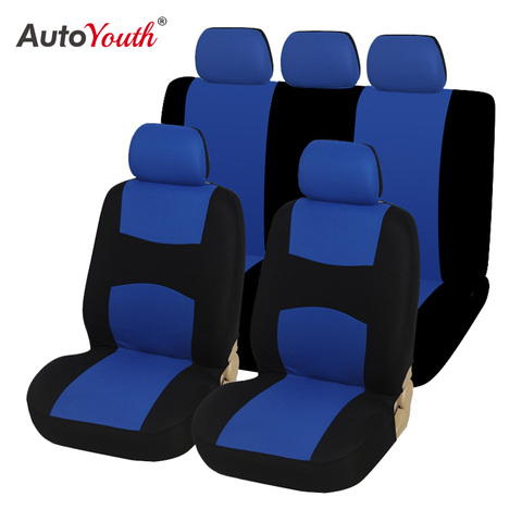 Conjunto de fundas de asiento de coche, para Auto, camión, furgoneta, SUV-poliéster, Airbag Compatible, ajuste Universal (azul claro, 9 piezas) ► Foto 1/6