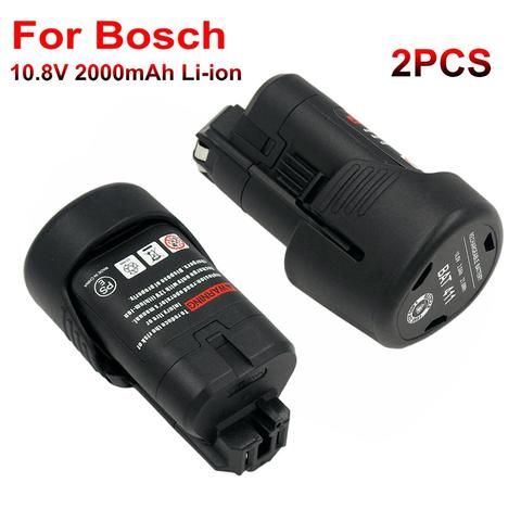 2 piezas de herramienta de poder de baterías recargables de 10,8 V 12V 12V 2000mAh Li-Ion batería para Bosch BAT411 BAT412 BAT412A BAT413 BAT413A GSR 10,8 ► Foto 1/6