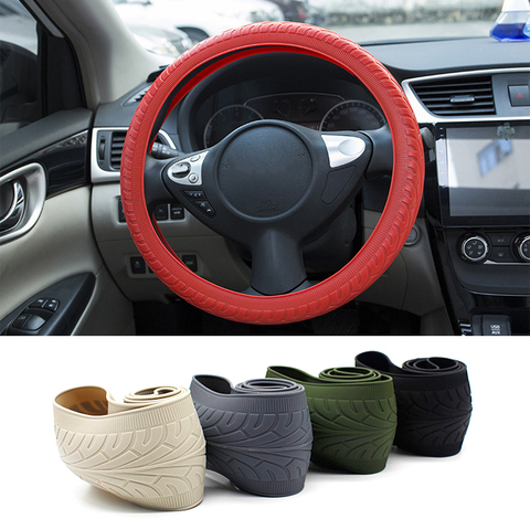 1 Uds coche Universal estilo textura suave protector para volante de coche de silicona volante guante cubierta de accesorios de automóviles ► Foto 1/1