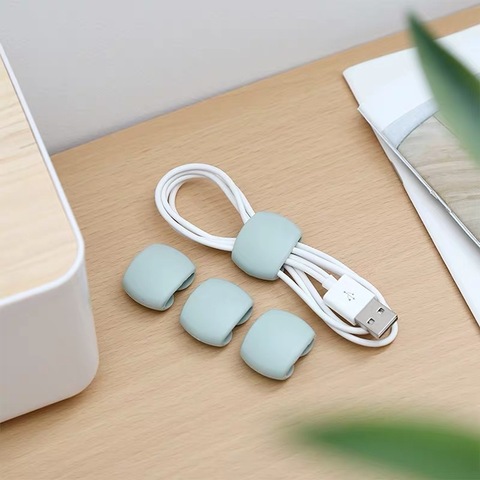 Enrollador de cables para escritorio, soporte de cargador USB con Clip redondo Simple, organizador de cables de plomo para escritorio fijo, 4 Uds. ► Foto 1/6