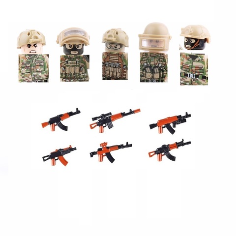 Figuras de soldados de las fuerzas especiales rusos, armas militares de la ciudad MOC SWAT, playmobil, bloques de construcción, Mini juguetes, 5 unids/lote ► Foto 1/1