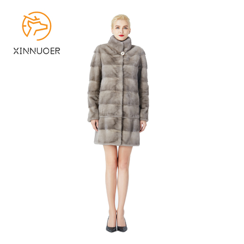 Chaqueta de abrigo de visón natural puro para mujer, longitud ajustable, personalizable, talla grande 6XL.7XL ► Foto 1/6