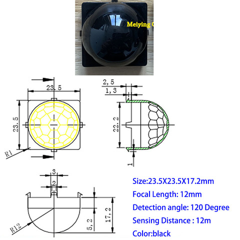 Lente de Fresnel óptica PIR para Sensor de detección infrarroja piroeléctrico de cuerpo humano, 1 Uds. ► Foto 1/1