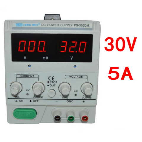 Fuente de alimentación de 30V 5A DC pantalla ajustable de 3 dígitos Mini fuente de alimentación de laboratorio regulador de voltaje fuente de Banco de conmutación PS305DM ► Foto 1/4