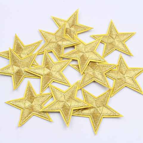 10color 1pc de 7,2 cm de hierro en oro pegatinas de estrellas bordado ropa estrellas parches apliques de cosido Jeans DIY los zapatos abrigos sombreros placa ► Foto 1/6