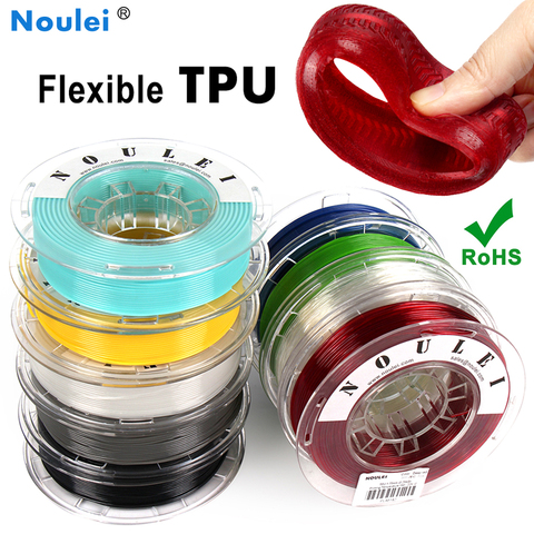 Noulei-filamento Flexible de TPU, impresión 3D, 1,75mm, 1kg, multicolor, rojo, verde, transparente, para Material de impresora 3D ► Foto 1/5