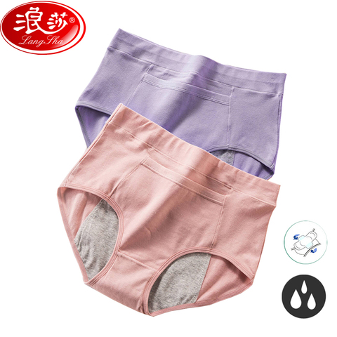 LANGSHA nueva filtración prueba Menstrual bragas pantalones fisiológicos pantalones de la ropa interior de las mujeres Período de algodón suave calzoncillos a prueba de agua Dropshipping. Exclusivo. ► Foto 1/6