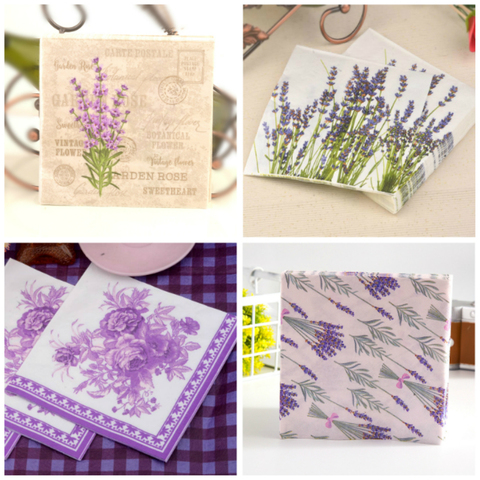 10 Uds. De manteles individuales Vintage para decoración de fiestas, servilletas de papel con diseño de lavanda púrpura, decoración de San Valentín, bodas, cafeterías ► Foto 1/6