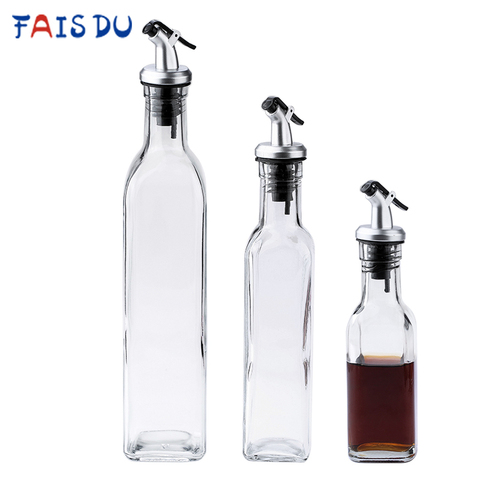 Botella de vidrio transparente para aceite de oliva, bote a prueba de fugas para condimentos de cocina, vinagre, salsa de soja, tipo Cruet, barbacoa, 150/250/500ML ► Foto 1/6