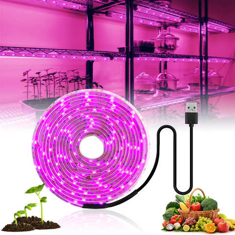 LED Grow luz espectro completo 5V USB Grow luz tira 2835 LED Fito lámparas para invernadero hidropónico cultivo 0,5 M 1M 2M 3M ► Foto 1/6